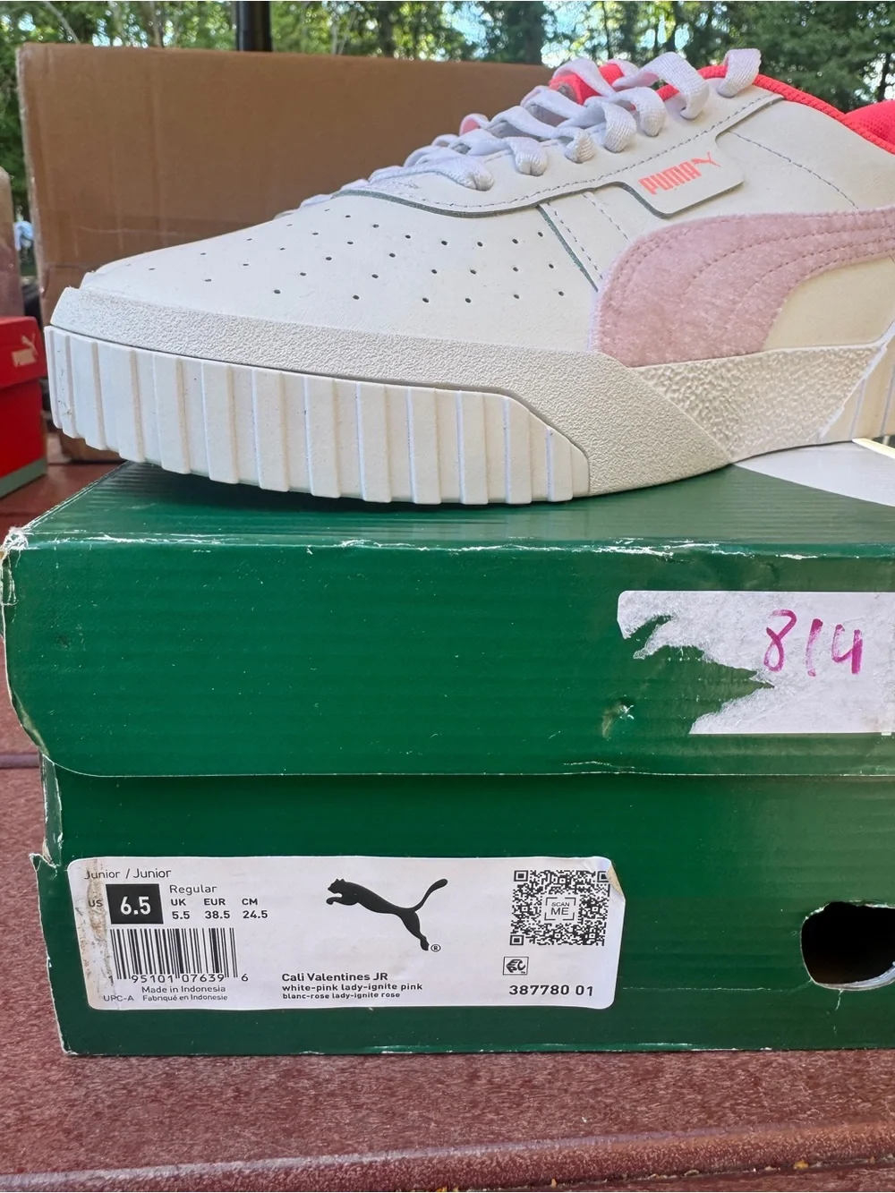 Puma Kids' White Sneakers with Pink and Light Blue Accents